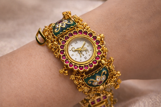 Green & Golden wristwatch