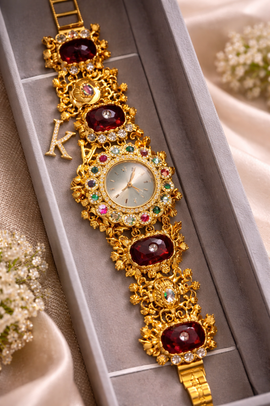 Golden wristwatch With initials